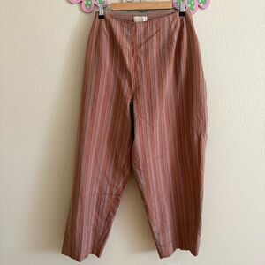 Talbots Woman Rust & Pink Vertical-Stripe Silk Blend Pants  Size 24W